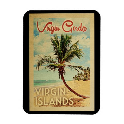 Virgin Gorda Palm Tree Vintage Travel Magnet