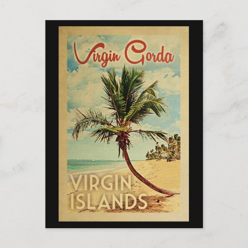 Virgin Gorda Palm Tree Vintage Travel Postcard