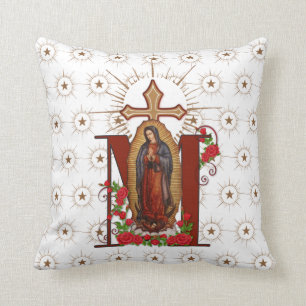 Virgin Guadalupe Catholic Religious Marian Cross Throw Pillow