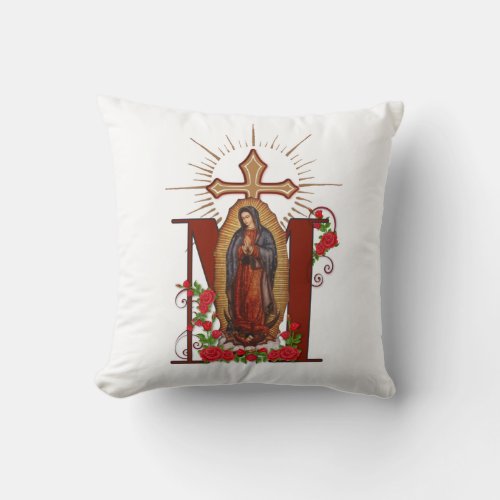 Virgin Guadalupe Catholic Religious Marian Cross Throw Pillow