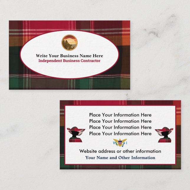 Virgin Islands Caribbean Madras USVI Business Card (Front/Back)
