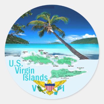 Virgin Islands Classic Round Sticker by samappleby at Zazzle