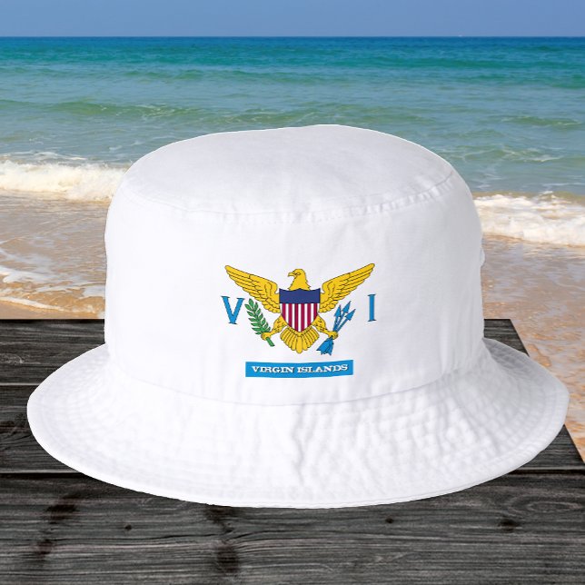 Virgin Islands Hat, US Virgin Islands flag Bucket Hat (Virgin Islands Bucket Hat)