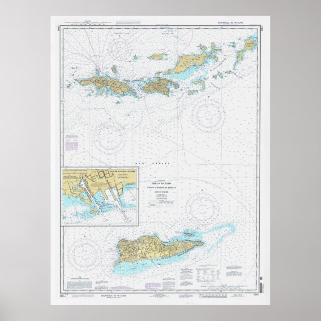 Virgin Islands Map (1996) St Thomas, St John Poster (Front)