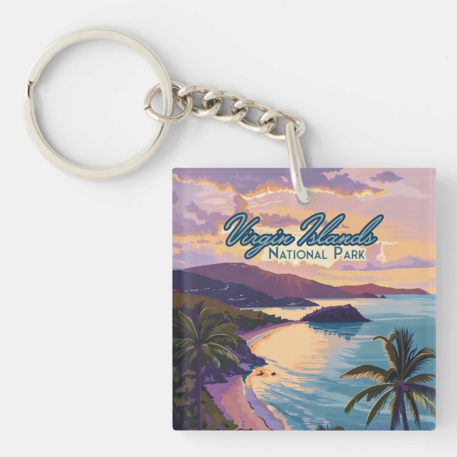 Virgin Islands National Park Beach St John  Keychain (Front)