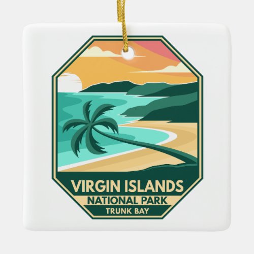 Virgin Islands National Park Minimal Retro Emblem Ceramic Ornament