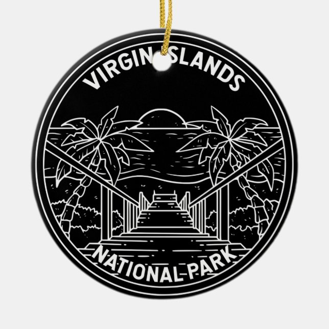 Virgin Islands National Park Monoline Ceramic Ornament (Front)