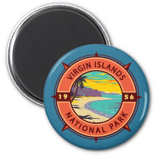 Virgin Islands National Park Retro Compass Emblem Magnet