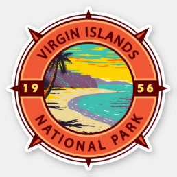 Virgin Islands National Park Retro Compass Emblem Sticker