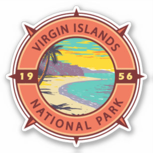 Virgin Islands National Park Retro Compass Emblem Sticker