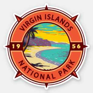 Virgin Islands National Park Retro Compass Emblem Sticker