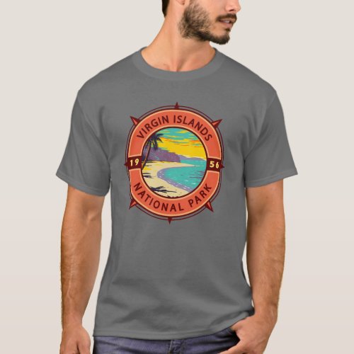 Virgin Islands National Park Retro Compass Emblem T_Shirt