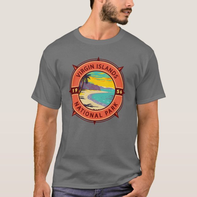 Virgin Islands National Park Retro Compass Emblem T-Shirt (Front)