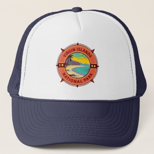 Virgin Islands National Park Retro Compass Emblem Trucker Hat