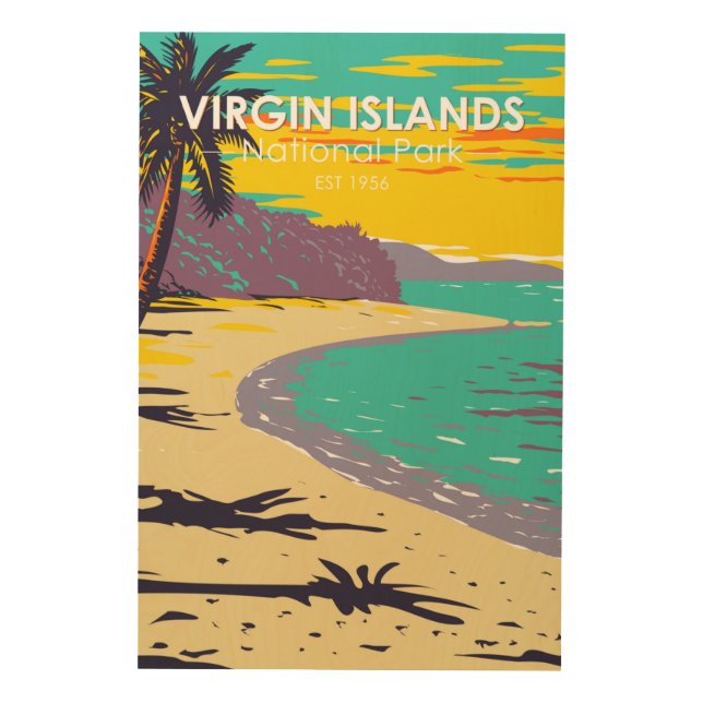 Virgin Islands National Park Trunk Bay Beach  Wood Wall Art (Front)