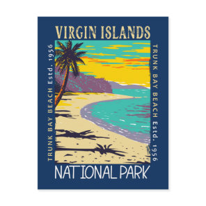 Virgin Islands National Park Trunk Bay Distressed Postcard