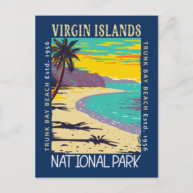 Virgin Islands National Park Trunk Bay Distressed Postcard (Front)