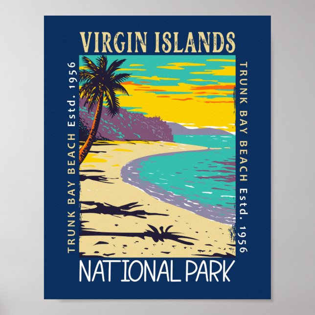 Virgin Islands National Park Trunk Bay Distressed  Poster (Front)