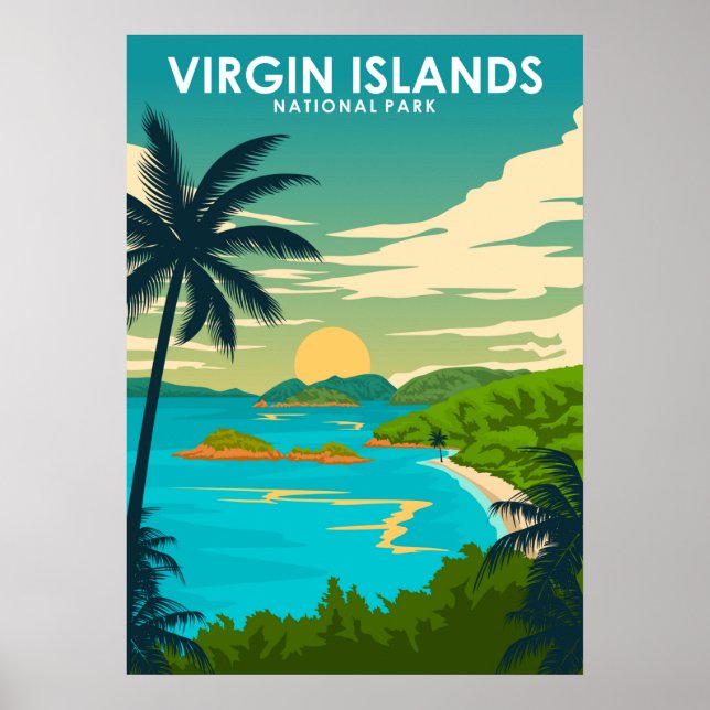 Virgin Islands National Park Vintage Retro Travel Poster (Front)