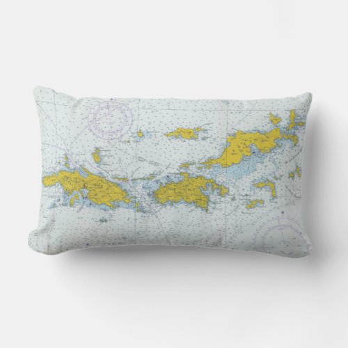 Virgin Islands natuical chart map Lumbar Pillow