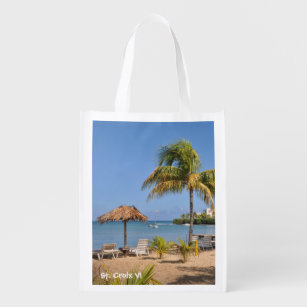 Virgin Islands St. Croix Beach Palm Trees Grocery Bag