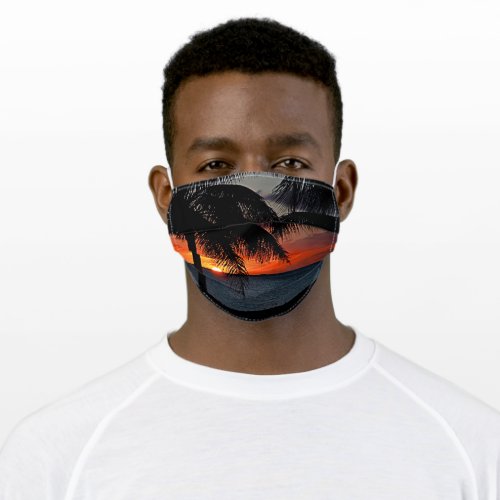 Virgin Islands St Croix  Sunset Palms Ocean Beach Adult Cloth Face Mask