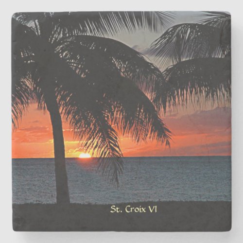 Virgin Islands St Croix Sunset USVI Personalize  Stone Coaster