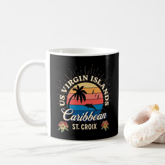 Virgin Islands St. Croix USVI Sunset Personalize Coffee Mug (With Donut)