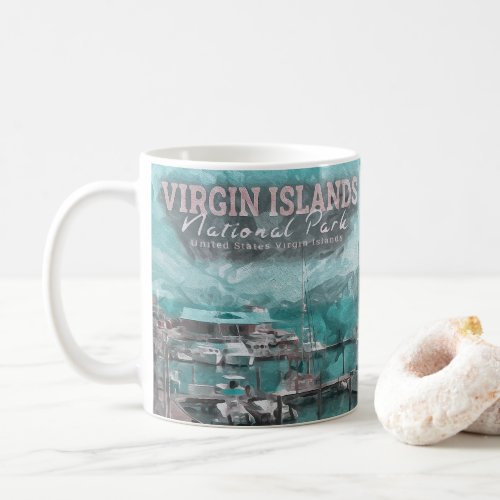 VIRGIN ISLANDS UNITED STATES _ BOAT WATERCOLOR COFFEE MUG