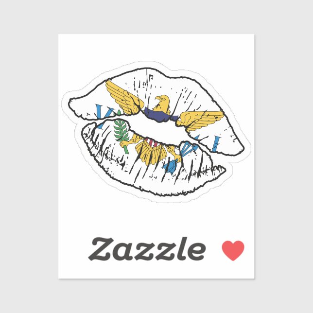 Virgin Islands Virgin Islander Lipstick Love Flag Sticker (Sheet)