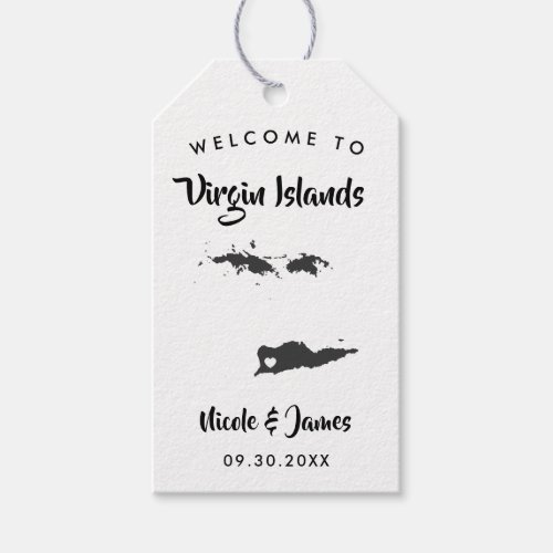 Virgin Islands Wedding Welcome Bag Tags Map Gift Tags