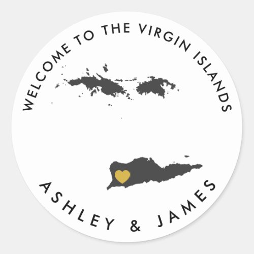 Virgin Islands Wedding Welcome Stickers Favor Classic Round Sticker