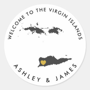 Virgin Islands Wedding Welcome Stickers, Favor Classic Round Sticker
