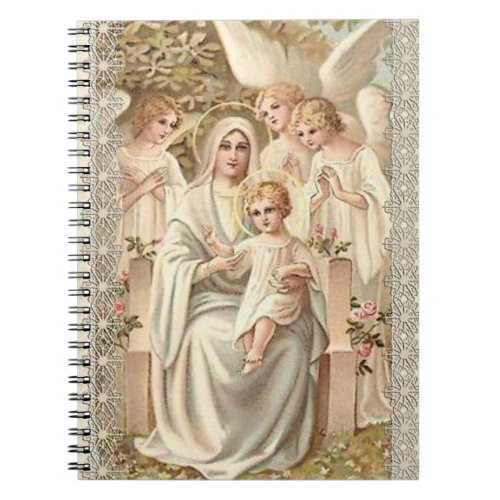 Virgin Madonna Mary with Child Jesus  Angels Notebook