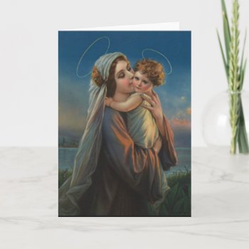 Virgin Madonna Mary With Christ Jesus Holiday Card by ShowerOfRoses at Zazzle