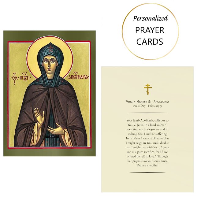 Virgin Martyr St. Apollonia Orthodox Prayer Card   (Creator Uploaded)