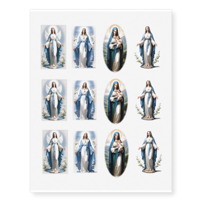 Virgin Mary Amazing Grace Temporary Tattoos (Front)