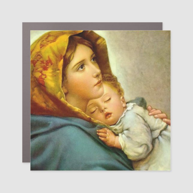 Virgin Mary and Baby Jesus Christian Catholic Car Magnet (Front)