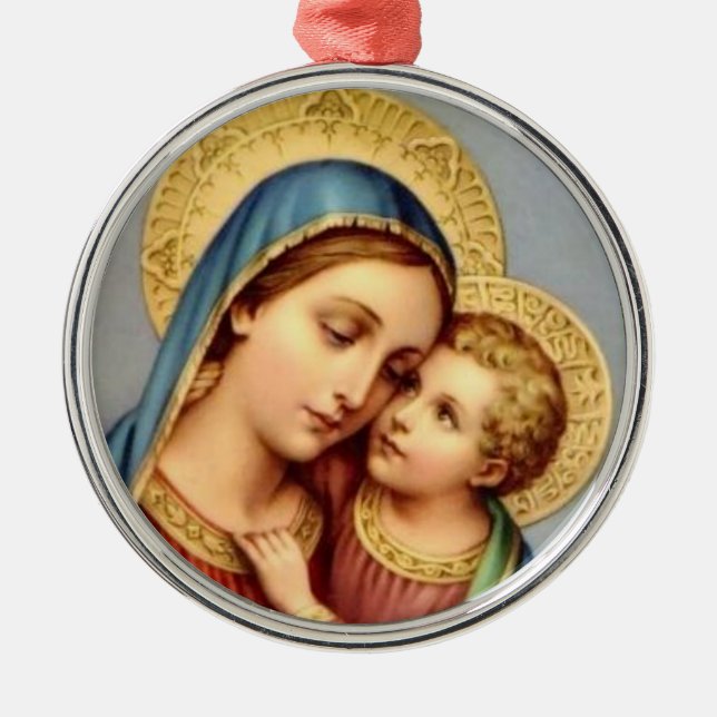 Virgin Mary and Baby Jesus Christmas ornament (Front)