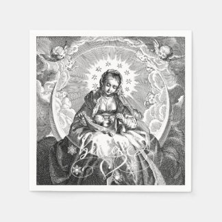 Virgin Mary and Baby Jesus Line Drawing Card Napkins