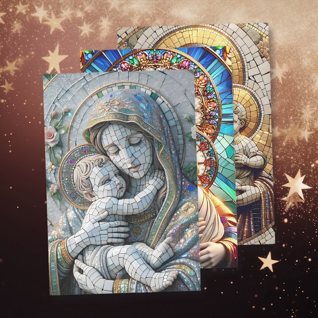 Virgin Mary and Baby Jesus | Mosaic Christmas Wrapping Paper Sheets (Creator Uploaded)
