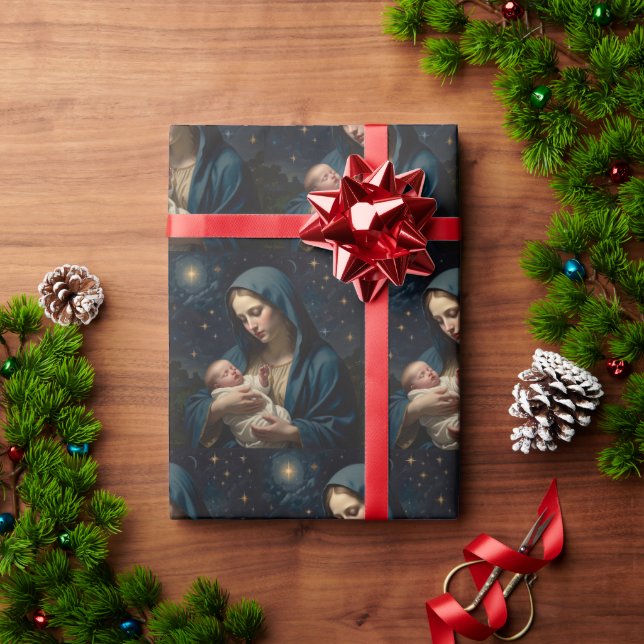 Virgin Mary and Baby Jesus Nativity Wrapping Paper (Holiday Gift)