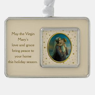 Virgin Mary and Baby Jesus on Starry Christmas Ornament