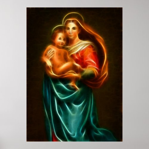 Virgin Mary And Baby Jesus Poster