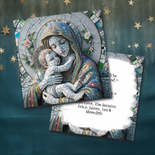 Virgin Mary and Baby Jesus Religious Mosaic Card