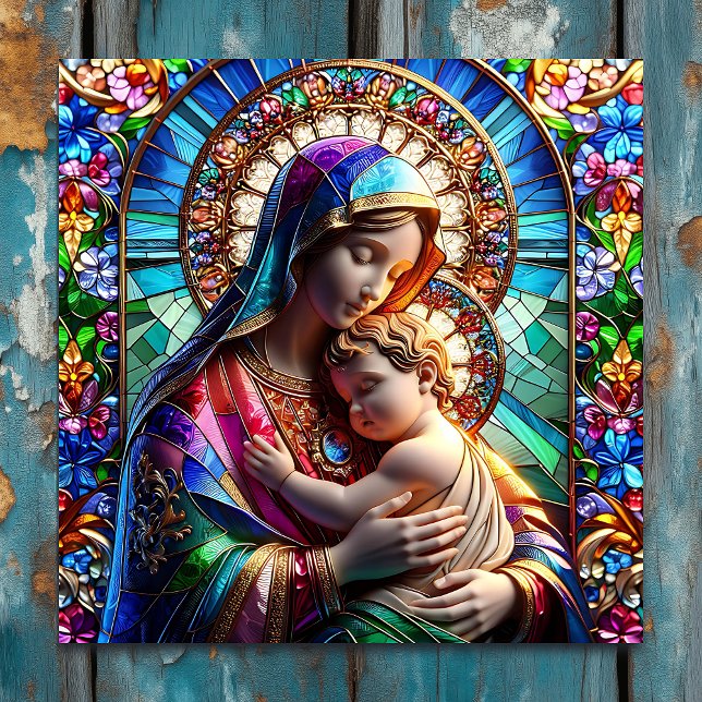 Virgin Mary and Baby Jesus Stained Glass Acrylic Print (Creator Uploaded)