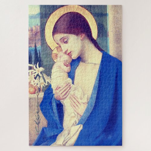 Virgin Mary and Child by Marianne Stokes Jigsaw Puzzle