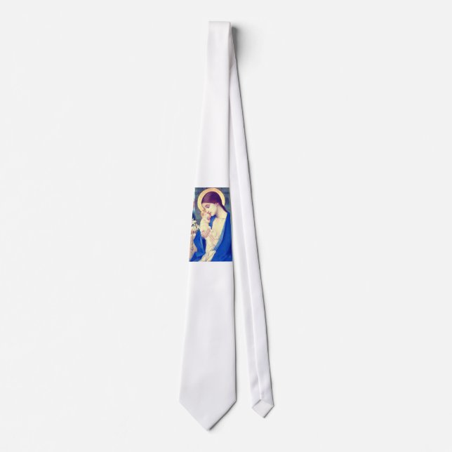Virgin Mary and Child by Marianne Stokes Neck Tie (Front)