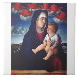 Virgin Mary and Child Classic Religious Art Ceramic Tile