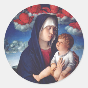 Virgin Mary and Child Classic Religious Art Round Sticker